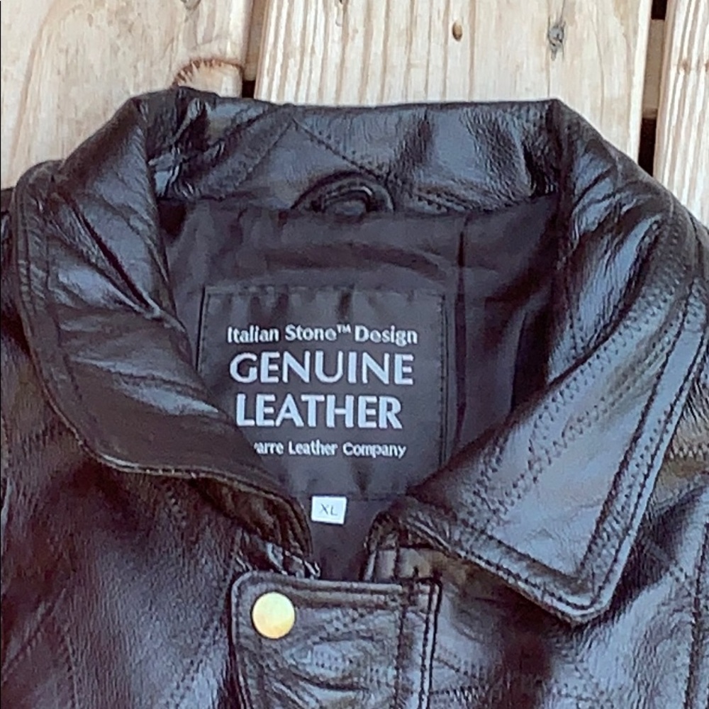 Italian Stone Design Patchwork Leather Jacket Xl - image 2